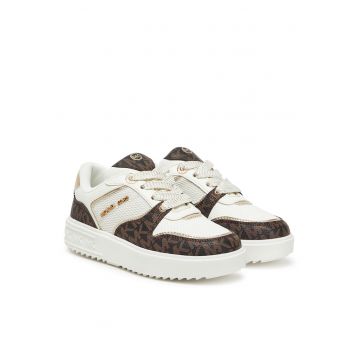 Adidasi  copii - alb/maro - piele ecologica