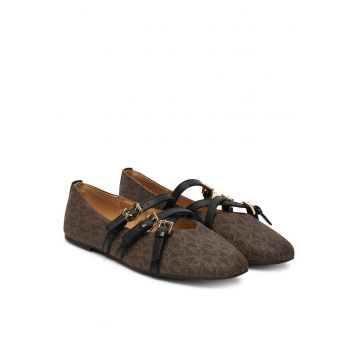 Balerini dama -  piele ecologica - negru/maro