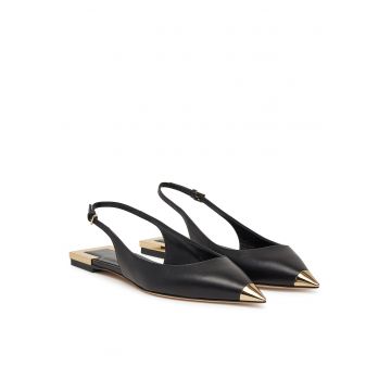 Balerini dama -  piele naturala - negru/auriu