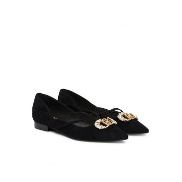 Balerini dama Vivien -  piele naturala - negru/auriu