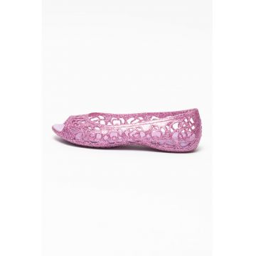 Balerini relaxed fit cu varf decupat si aspect stralucitor Isabella - Roz fandango