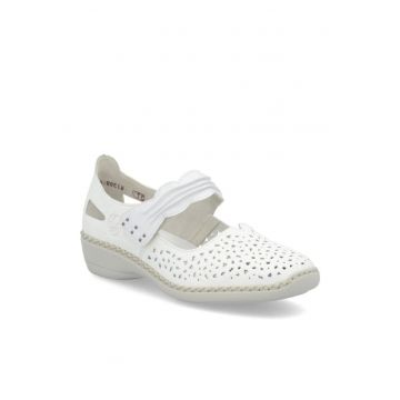 Pantofi albi cu velcro de damă Rieker 41399-80