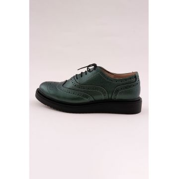 Pantofi brogue de piele - Verde inchis