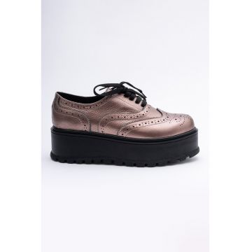 Pantofi brogue flatform de piele - Bronz