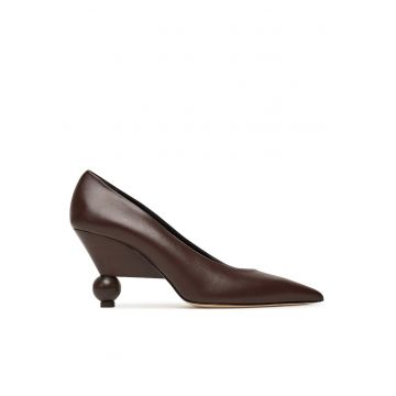 Pantofi dama -  piele naturala - toc - ciocolato