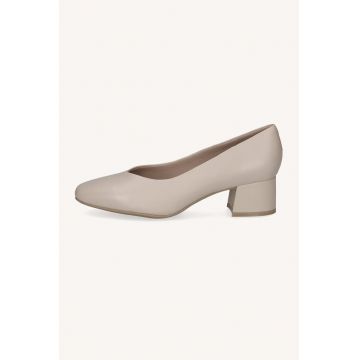 Pantofi de piele cu toc masiv - Bej