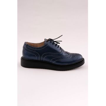 Pantofi derby cu decupaje decorative - Bleumarin