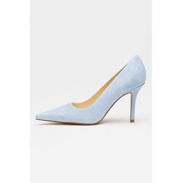Pantofi din piele intoarsa cu varf ascutit Gemmha - Albastru deschis