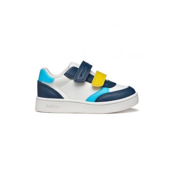 Pantofi sport Eclyper Toddler din piele ecologica cu velcro - Galben/Alb optic/Bleumarin