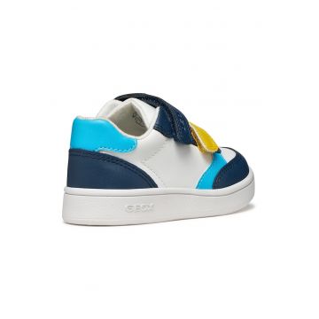 Pantofi sport Eclyper Toddler din piele ecologica cu velcro - Galben/Alb optic/Bleumarin