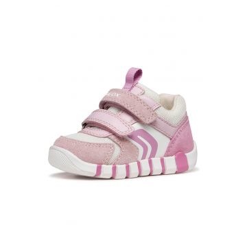 Pantofi sport Iupidoo cu velcro si insertii de piele intoarsa - Roz/Bej deschis