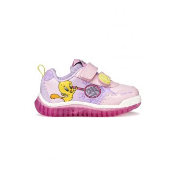 Pantofi sport Lightyloo cu lumini led si imprimeu Tweety - Galben/Lila/Roz