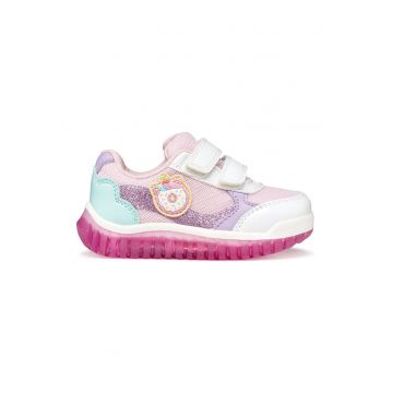 Pantofi sport Lightyloo cu velcro si lumini led - Alb/Lila/Roz pal