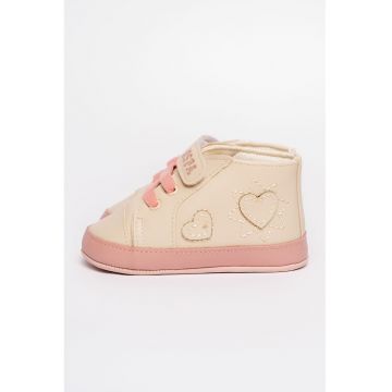 Pantofi sport mid-high cu inchidere velcro - Bej deschis