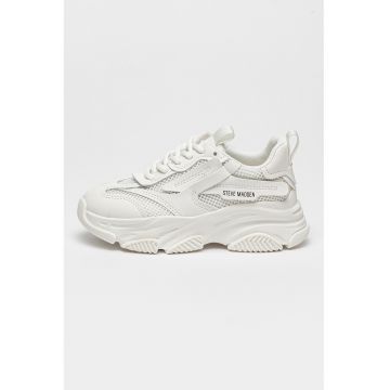 Pantofi sport Possesion din plasa cu garnituri de piele ecologica - Alb