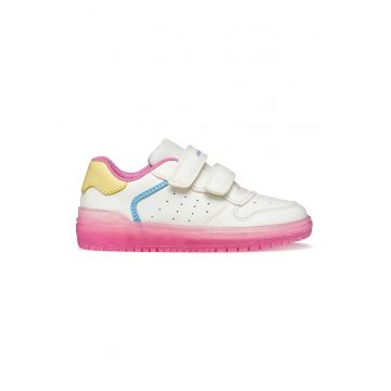Pantofi sport Washiba de piele ecologica cu model colorblock - Alb/Roz