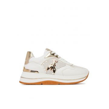 Tenisi copii -  fete - alb/auriu - piele ecologica