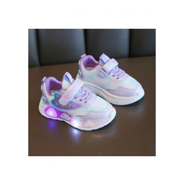 Adidasi sidefati cu luminite - purple hearts
