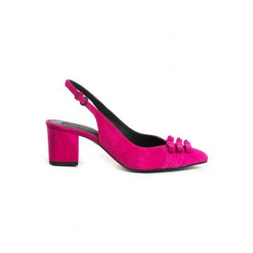 Pantofi cu toc gros piele Magenta Kate