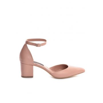 Pantofi cu toc gros piele Nude SOMON Fancy Flats