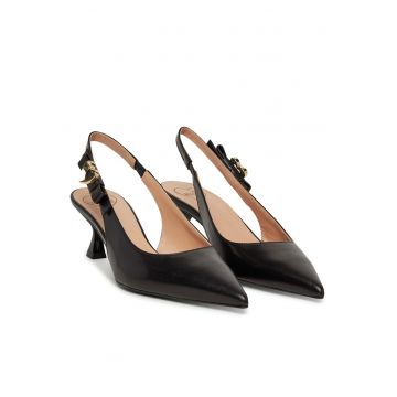 Pantofi dama -  decupati - piele naturala - negru -