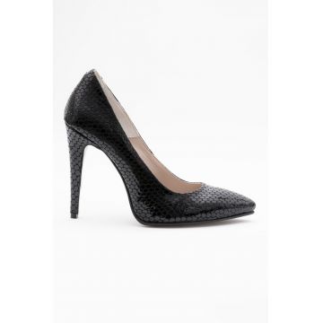 Pantofi din piele cu varf ascutit - Negru