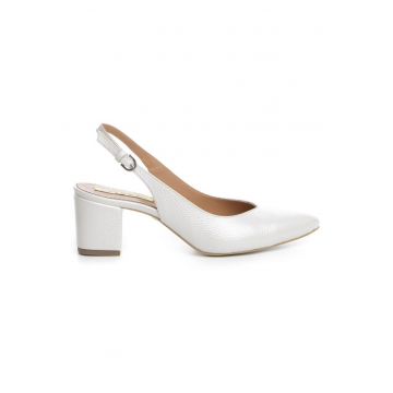 Pantofi mireasa cu toc gros piele Ivoire Kate