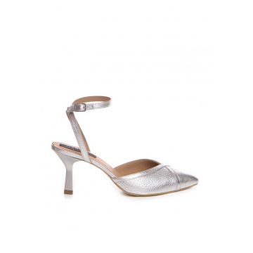 Pantofi mireasa piele naturala Argintiu Vivian