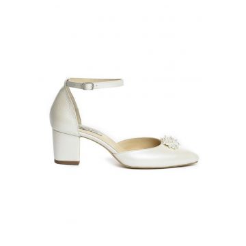 Pantofi mireasa piele naturala Ivoire Fancy Flats