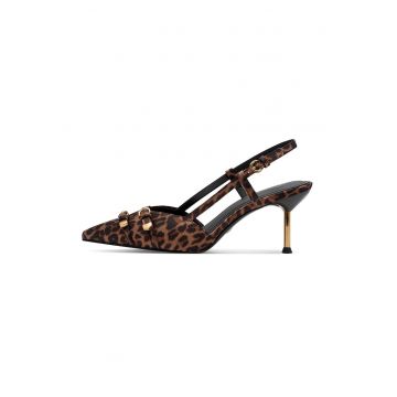 Pantofi slingback cu catarame - Auriu/Maro inchis/Negru