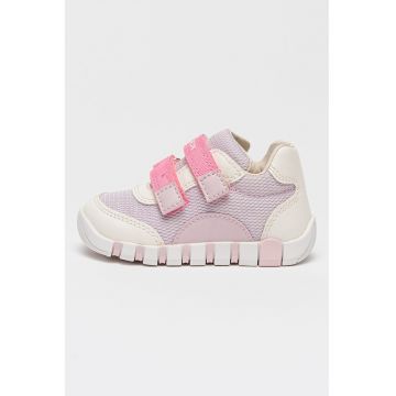 Pantofi sport Iupidoo cu velcro si garnituri de piele ecologica - Roz aprins/Lila/Alb murdar