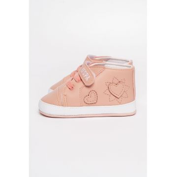 Pantofi sport mid-high cu inchidere velcro - Roz somon -