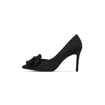 Pantofi stiletto cu aplicatie funda - Negru