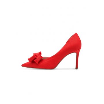 Pantofi stiletto cu aplicatie funda - Rosu vermillion