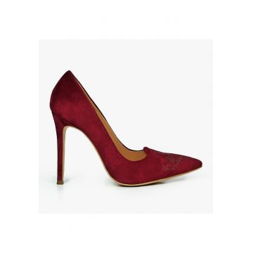 Pantofi stiletto din piele intoarsa Anglaise - Bordeaux