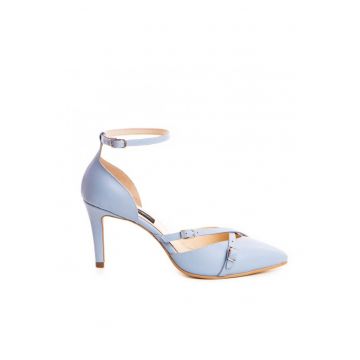 Pantofi stiletto piele naturala Bleu Iza