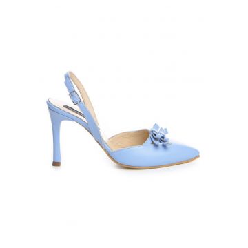 Pantofi stiletto piele naturala Bleu Lola