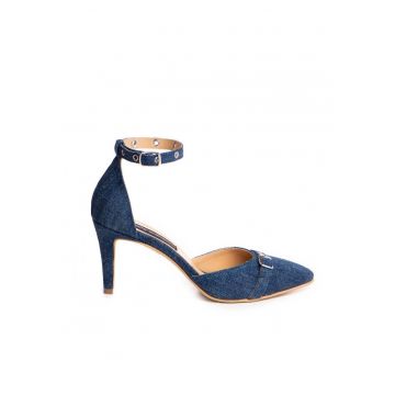Pantofi stiletto piele naturala Bleumarin Fiore