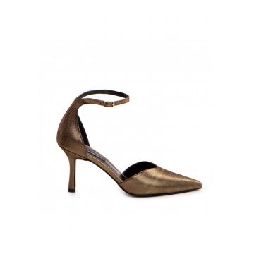 Pantofi stiletto piele naturala Bronz Classy