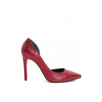 Pantofi stiletto piele naturala Burgundy Cut