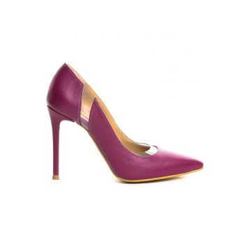 Pantofi stiletto piele naturala Fucsia Glamour