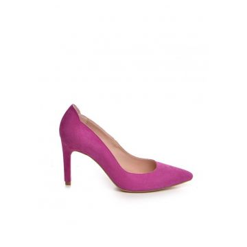 Pantofi stiletto piele naturala Fucsia Kim