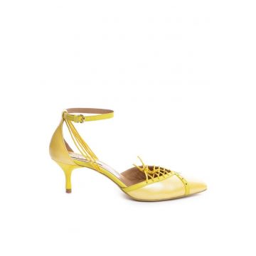 Pantofi stiletto piele naturala Galben Rihanna