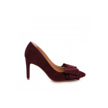 Pantofi stiletto piele naturala Marsala Bow