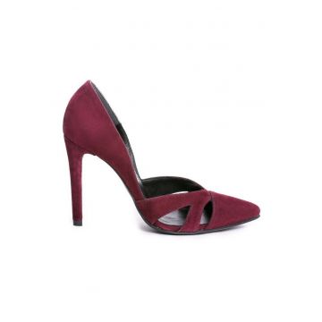 Pantofi stiletto piele naturala Marsala Cut Out