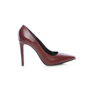 Pantofi stiletto piele naturala Marsala