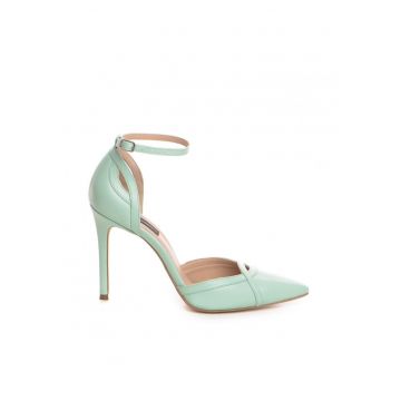 Pantofi stiletto piele naturala Menta Ashanti