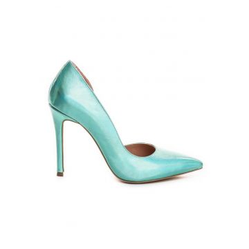Pantofi stiletto piele naturala menta Sidefat Cut