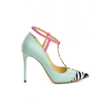 Pantofi stiletto piele naturala Menta T-Bar