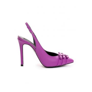 Pantofi stiletto piele naturala Mov Kate